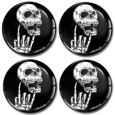 #ad 4 x 70mm Silicone Stickers For Wheel Center Centre Hub Caps Badge Skull $11.99