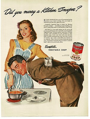 #ad 1944 Campbell#x27;s Vegetable Soup husband thinks it smells good Vintage Print Ad $8.95