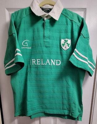 #ad Ireland Live for Rugby Jersey Cotton Polo Men L Green Embroider Vintage No Tags $80.00