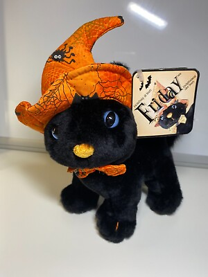#ad #ad Vtg Sears Halloween Friday Black Cat Orange Witch Hat Plush Bat Stuffed Toy NWT C $34.99