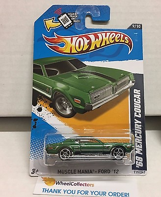 #ad #x27;68 Mercury Cougar #119 * GREEN * Kmart Only Color * 2012 Hot Wheels * D13 $3.99