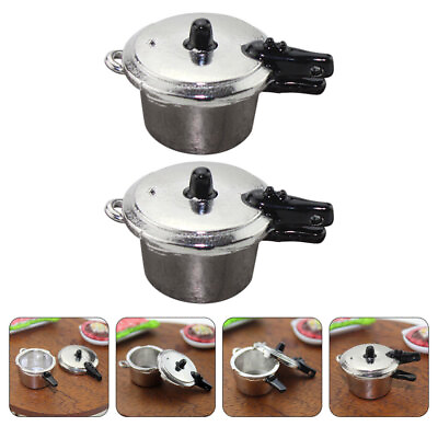 #ad 1:12 Scale Dollhouse Silver Pressure Cooker Set 2 Pieces $8.99