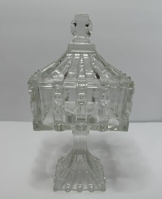 #ad Vintage EAPG Clear US Glass Broken Column Pedestal Candy Dish Bowl Compote $30.00