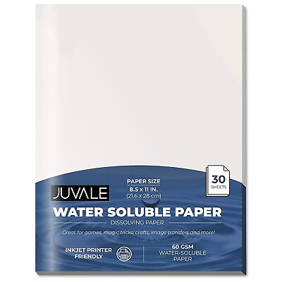 #ad 30 Sheets Water Soluble Dissolving Paper Letter Size 8.5 x 11 In $18.99