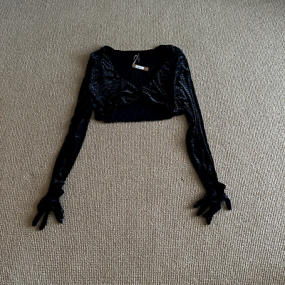#ad Kim Kardashian Skims Soot Velvet Logo Glove Crop Top Size 3X NWT $45.00