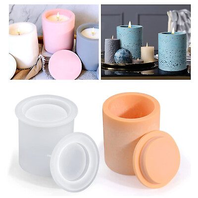 #ad Candle Jar Molds Making Silicone Pillar Concrete for Candle Holder with Lids US $11.04