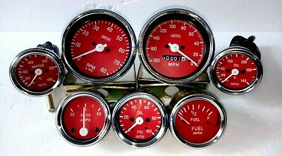 #ad Smiths Replica 52mm Kit Temp Oil Temp Fuel AmpOil SpeedoTacho85mm Red $40.50