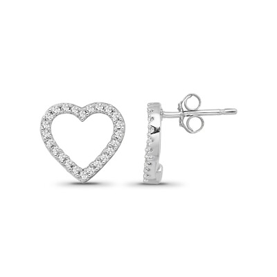 #ad 14K White Gold Diamond Heart Stud Earrings 1 4 cttw I J Color I2 I3 Clarity $311.99