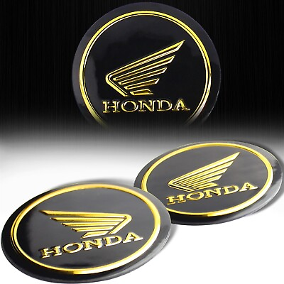 #ad #ad 2x 2quot; 3D Logo Emblem Decal Fairing Gas Tank Sticker for Honda BlackChromed Gold $12.99