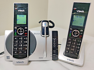 #ad VTech Connect to Cell DS6771 3 DECT 6.0 Cordless Phone Black Silver $40.00