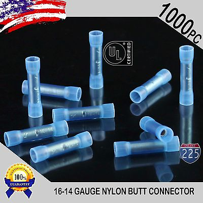#ad 1000 Pack 16 14 Gauge Wire Butt Connectors Blue Nylon 16 14 AWG Crimp Terminals $36.99