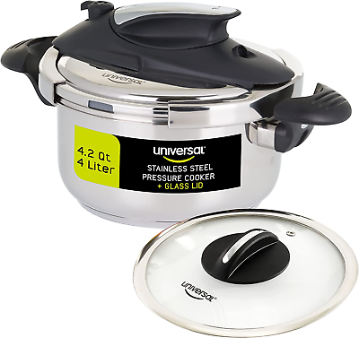 #ad #ad 4.2 Quart 4 Liter Stainless Steel Easy Use Pressure Cooker Extra Glass Lid $124.88