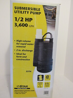 #ad Star Water Systems 1 2 HP Submersible Utility Pump 3600 GPH 5STH $172.77