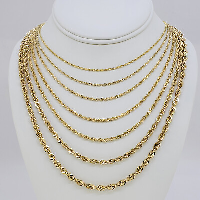 #ad 10K Yellow Gold 1.5mm 6.5mm Laser Diamond Cut Rope Chain Necklace 16quot; 30quot; $407.37