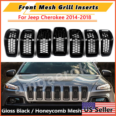 #ad Fits 2014 2018 Jeep Cherokee Front Grille Trim Black Insert Hood Honeycomb Mesh $38.79