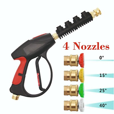 #ad High Pressure Power Washer Gun 4000 PSI Trigger Gun 4 Color Water Nozzles Tips $24.23