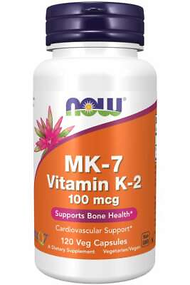 #ad NOW Foods Vitamin K 2 MK 7 100mcg 120 Caps Bone Health FREE SHIP 08 2024EXP $28.95