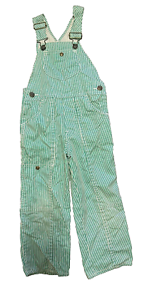 #ad Vintage Montgomery Ward Pinstripe Overalls Size 5 Toddler Green Railroad 80#x27;s $17.99