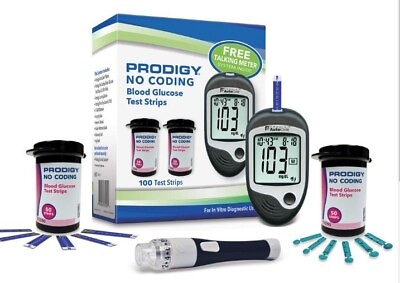 #ad PRODIGY No Coding Blood Glucose 100 Test Strips Free Meter NEW Exp: 01 26 $19.99