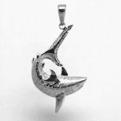 #ad 4.0g Sterling Silver Large TIGER SHARK Pendant Made in USA $19.99