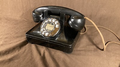 #ad Vintage North Electric Rotary Dial Desk Telephone Black Bakelite Desk Phone $79.95