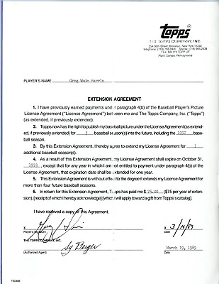 #ad Greg W. Harris signed Topps Vault contract auto autograph 1989 San Diego Padres $59.99