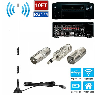 Magnetic Base Indoor Digital Radio Antenna for AM FM Signal Receiver 7dB Booster #ad $8.98