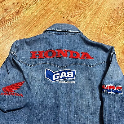 Gas Honda Racing Denim Shirt Men#x27;s Size XL $60.00