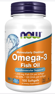 #ad NOW Foods Omega 3 Fish OIl 1000 mg 100 Softgels $7.69