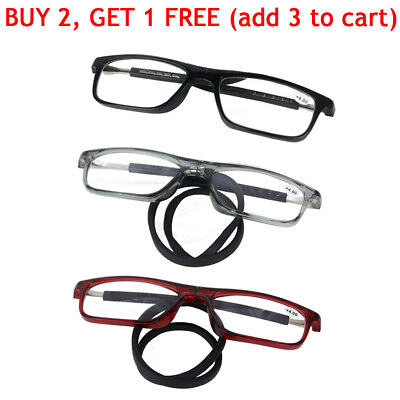#ad Hanging Folding Magnetic Reading Glasses Eyeglasses Click Connect Neck Rope NEW $8.99