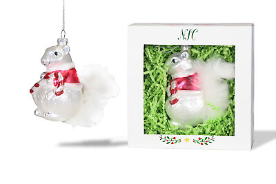 #ad North Star Christmas Festive Squirrel Glass Ornament Christmas Collection $14.99