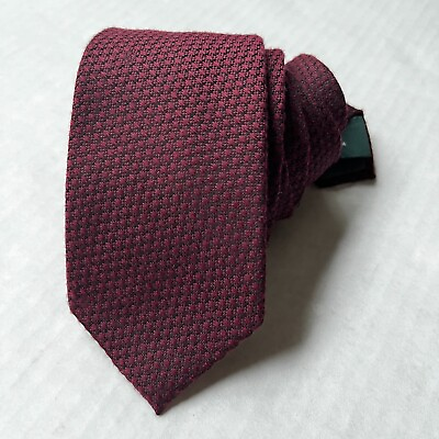 #ad Vtg Lauren RL Ralph Lauren Mens Necktie Silk Blend 58quot; x 3quot; Burgundy Textured $21.95