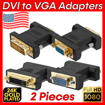 #ad 2 x DVI to VGA Adapter Dual Link DVI A DVI I to VGA PC Monitor Adapter Converter $10.99