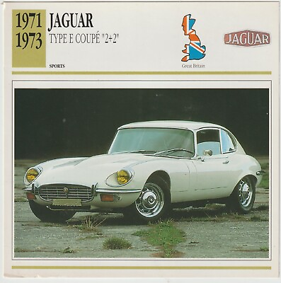 #ad 1971 JAGUAR TYPE E COUPE 22 Cars of the World Collector Card $4.50