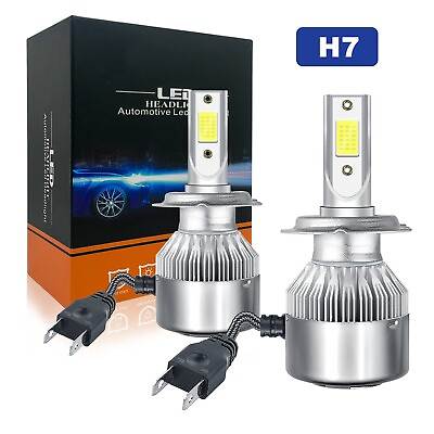 #ad 2× H7 LED Headlight Bulbs Conversion Kit High Low Beam 6000K White $16.97