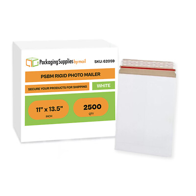 #ad 2500 11quot; x 13.5quot; White Rigid Photo Document Mailers Cardboard Envelopes $1451.48