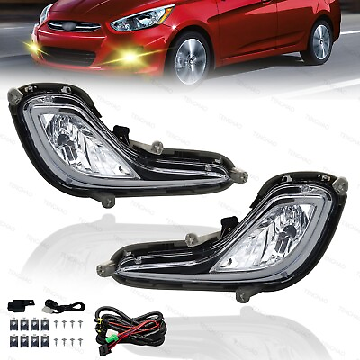 #ad #ad For 2012 2017 Hyundai Accent Front Bumper Fog Lamps Lights Clear w BulbsWiring $39.99