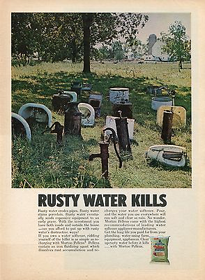 #ad 1970 Print Ad of Morton Salt Pellens farm sink pump graveyard rusty water kills $8.99
