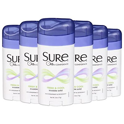 #ad Sure Antiperspirant Deodorant Solid Fresh and Cool 2.6 oz 6 Pack $27.24