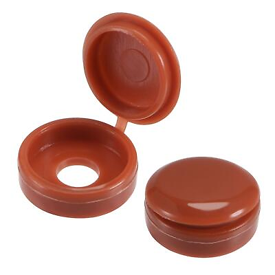 Plastic Hinged Screw Cover Caps 5.8mm Hole Fold Snap Washer Brown Pack of 50 AU $11.50