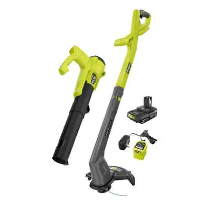 #ad RYOBI 1 18 Volt Cordless Electric String Trimmer Edger and Blower Combo Kit $64.99