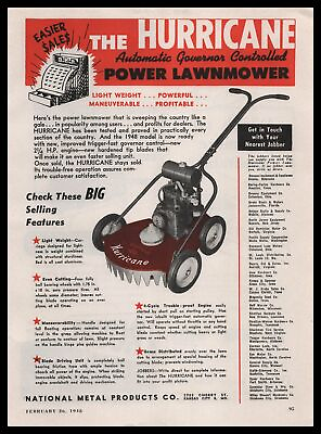#ad 1948 Hurricane Power Lawn Mowers National Metal Products Kansas City MO Print Ad $13.96