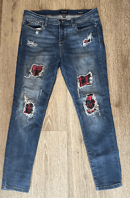 #ad #ad Judy Blue 15 32 Skinny Fit Jeans Buffalo Plaid Ripped $30.00