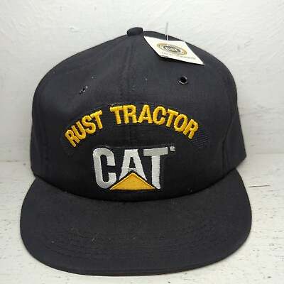 #ad VINTAGE Black RUST TRACTOR CAT CAP HAT SNAPBACK NWT New with Tags $24.99