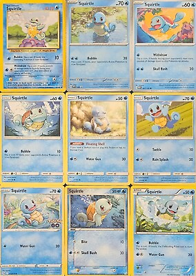 #ad 9x Squirtle Base Set Holo Pokemon Card Collection Set Deck Building Water Blue $19.70