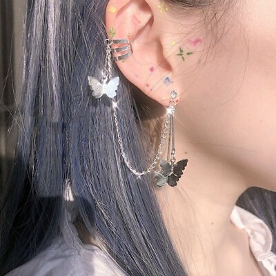 #ad Chic Butterfly Insect Crystal Earrings Dangle Drop Ear Clip Women#x27;s Jewelry Hot C $1.10