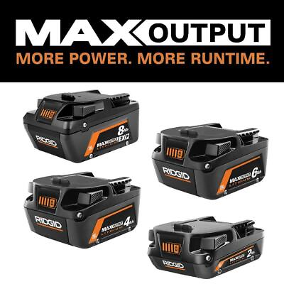#ad Ridgid Power Tool Batteries 18V 8.0 Ah Max Output Exp Li Ion Battery W 6.0 Ah $588.81