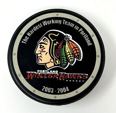 #ad #ad 2003 2004 WHL Portland Oregon Winter Hawks Hockey Official Game Puck Lindsay $10.00