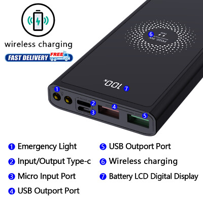 Qi Wireless Power Bank Backup Fast Portable Charger External Battery 900000mAh $22.59