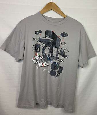 #ad Shirt Woot Men#x27;s Sz Large Grey Star Wars Graphic T shirt At at Walkers $3.00